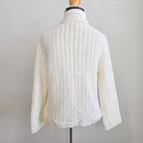 Ann Taylor Ivory Lace Crochet Sweater Cardigan Sz MP (710) - Picture 6 of 14